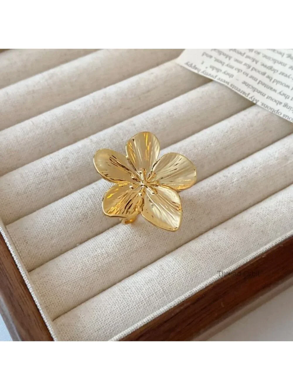 Trendy Silver Flower Statement Ring Adjustable Minimalist Jewelry